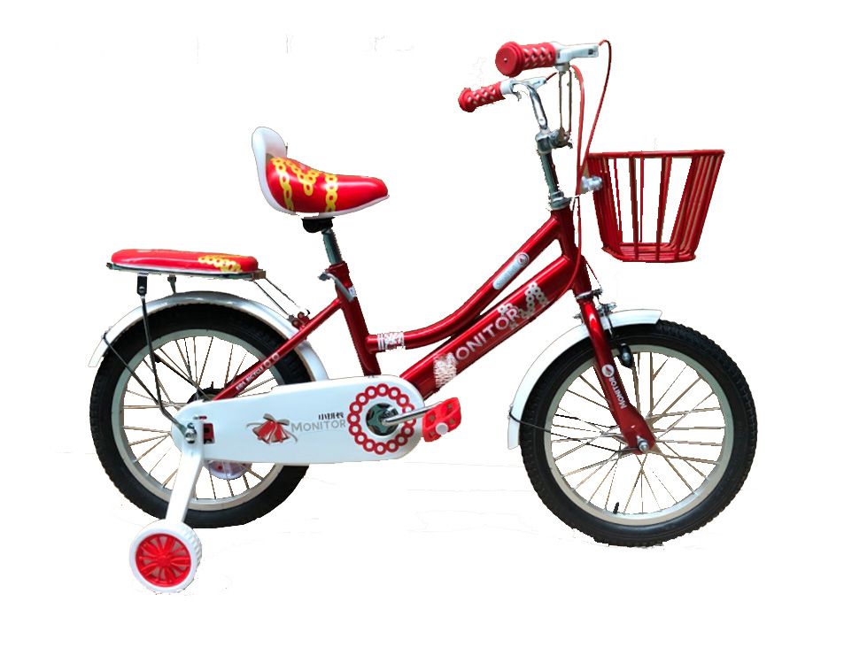 BICICLETA XTH 12&quot;  STEEL FRAME , PORTABLE SADDLE; STEEL BASKET WITH PLASTIC TRAINING WHEEL RED
