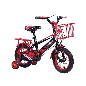 BICICLETA XTH 16"  STEEL FRAME , CONFORTABLE SADDLE; STEEL BASKET WITH FLASH TRAINING WHEEL RED